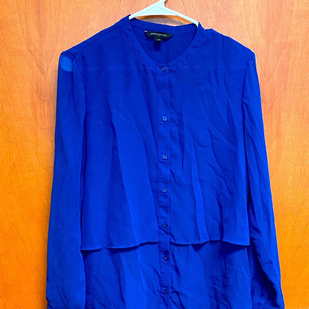 Banana republic cobalt blue long sleeve blouse